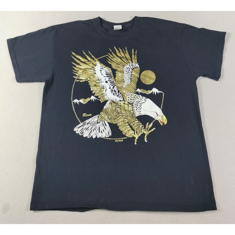 Vintage Fruit Of The Loom Shirt Mens XL Black Bald Eagle Patriotic USA